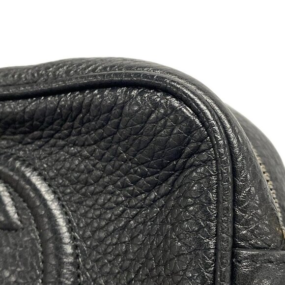 Auth GUCCI Double G 347994 Black Leather Shoulder Bag - Picture 13 of 16